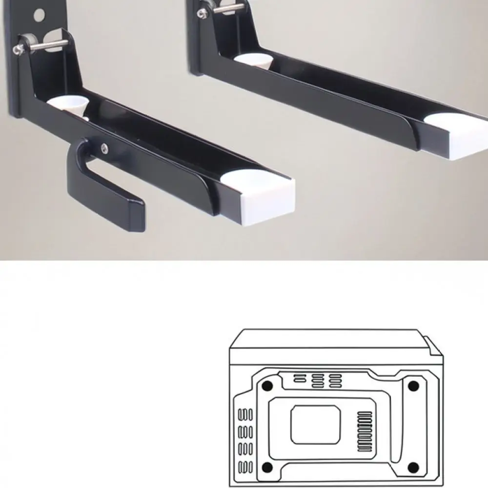 Wall Mounted Kitchen Microwave Holder Adjustable Stainless Steel Rack Foldable Oven Storage Bracket Space Saver Unit
