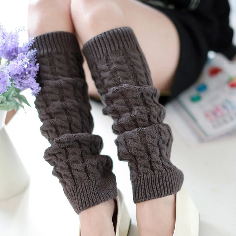 

Women Leg Warmer Lolita Loose Long Socks Knitted Warm Foot Covers Ladies Autumn Winter Black White Twist Crochet Socks Boot Cuff