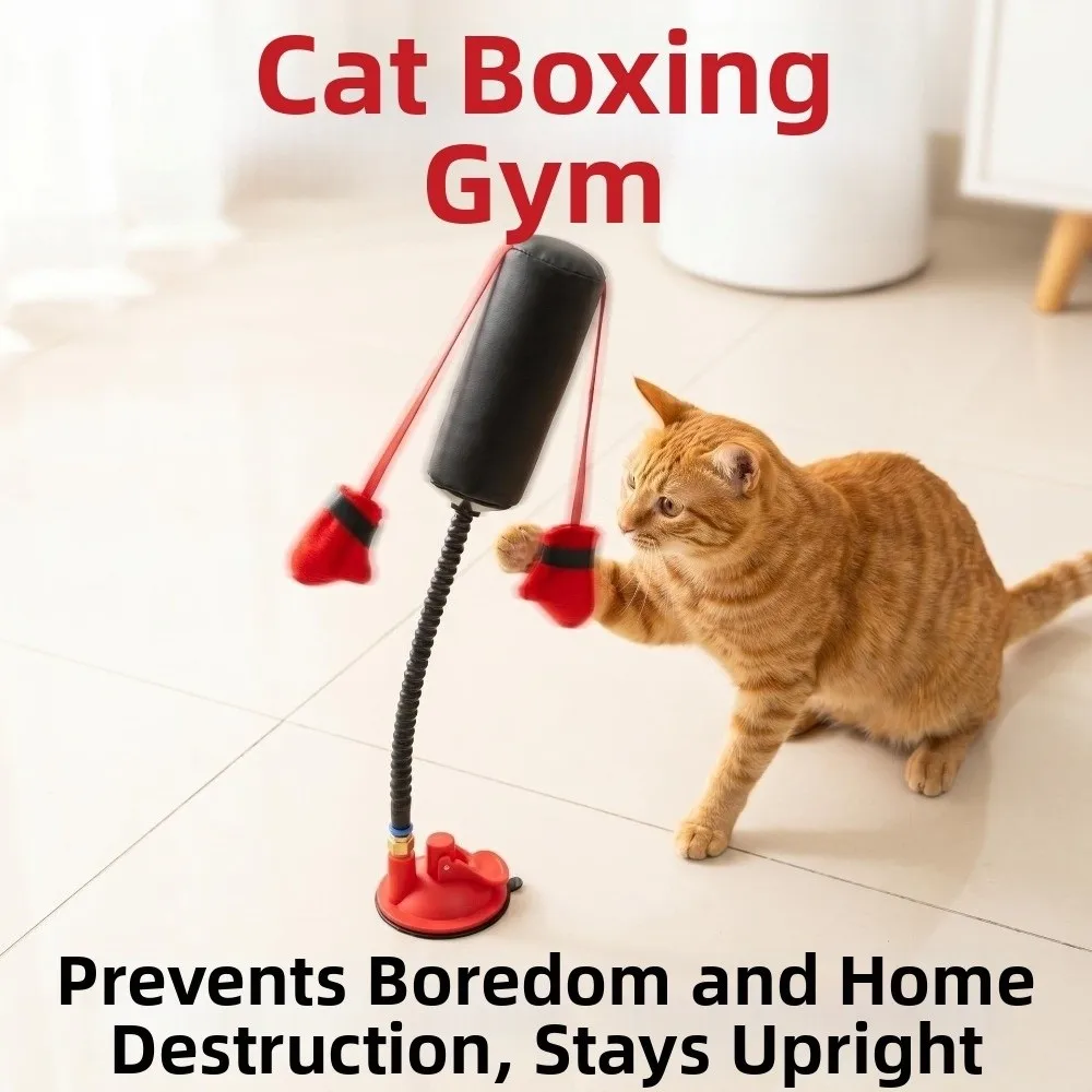 Creative Cat Boxing Suction Cup Base Self-Play Pet Punching Bag Standing Stable Interactive Cat Boredom Relief
