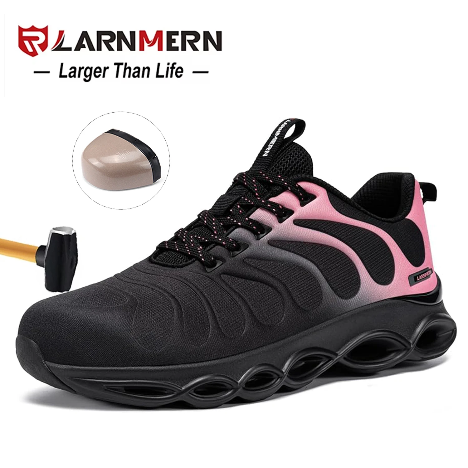 

LARNMERN Women's Work Shoes, Steel Toe Shoes, Comfortable And Safe Toe Shoes, High Elasticity Sports Shoes
