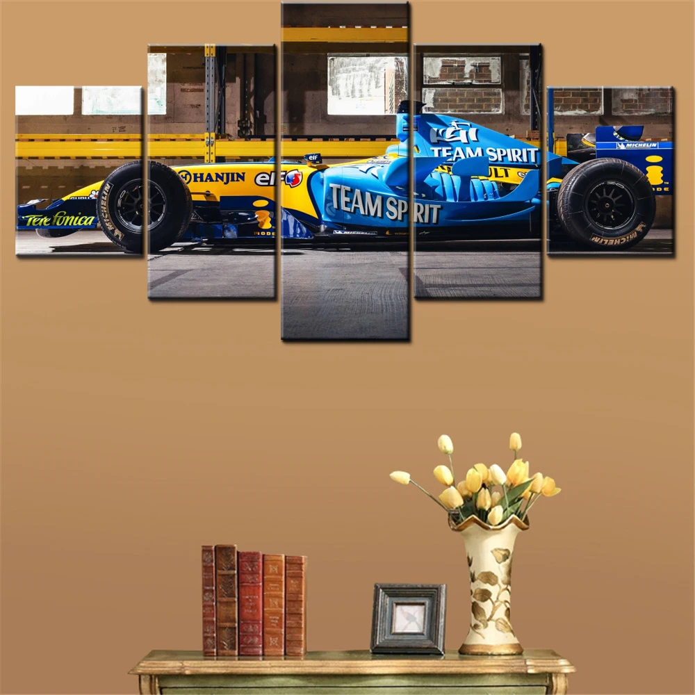 Canvas Painting 5 Pieces Speed Formula 1 Racing Car Bedroom Home Decor Wallpaper Artwork For Living Room Interior Artwork