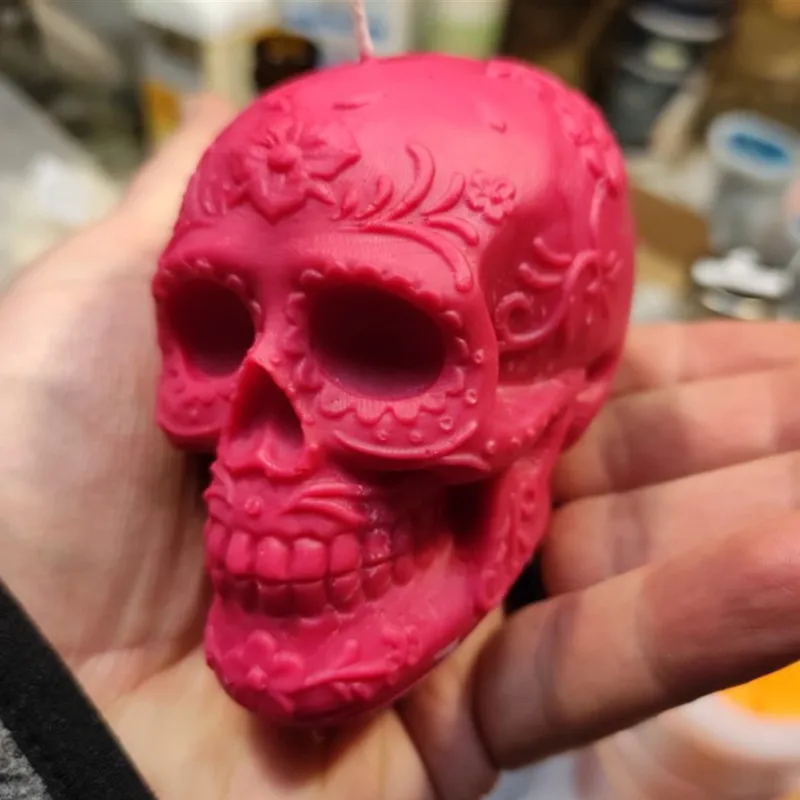 

Halloween Lace Skull Silicone Candle Mold for Handmade Desktop Decoration Gypsum Epoxy Resin Aromatherapy Candle Silicone Mould