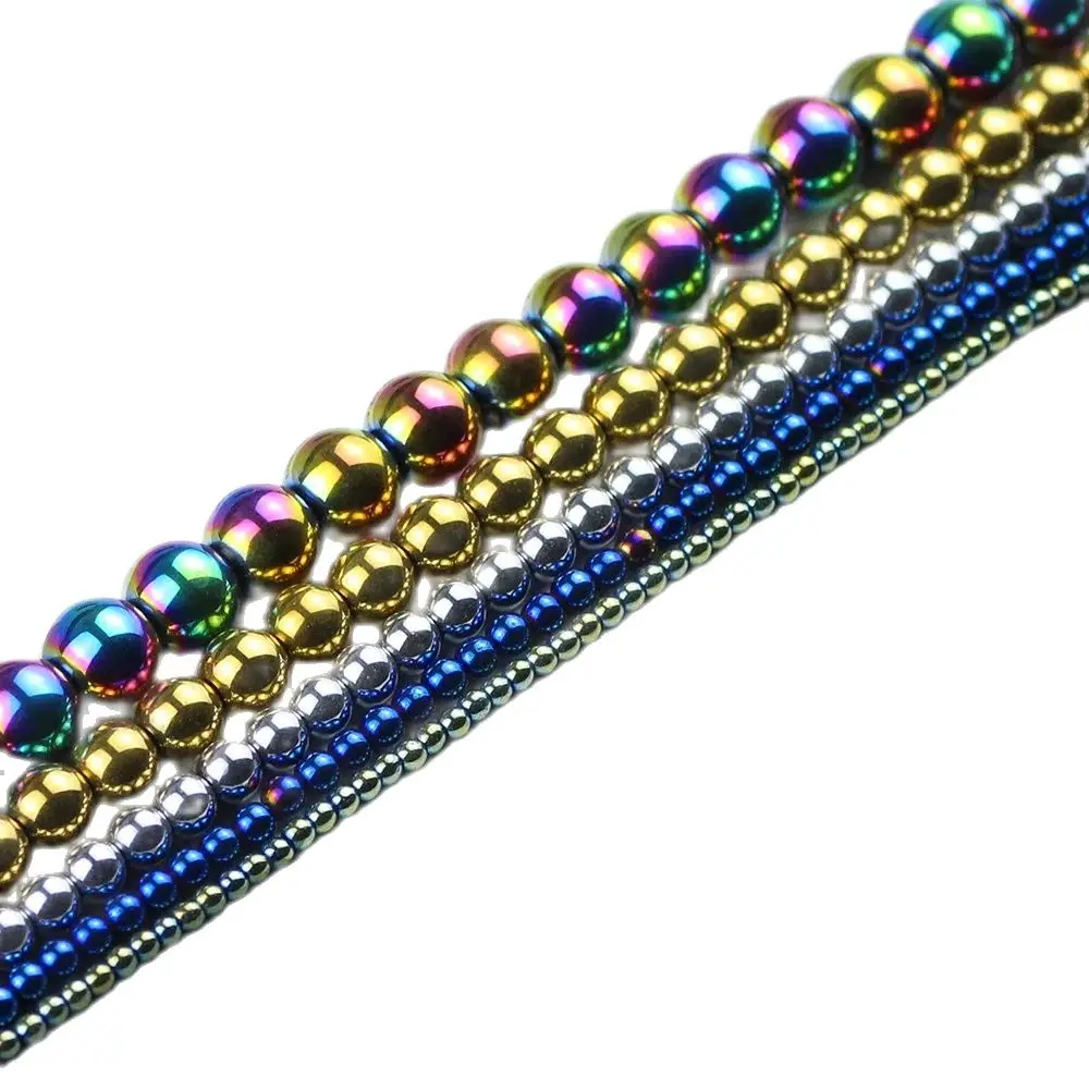 Vergoldete Hämatit perlen runder Naturstein 2 3 4 6 8 10mm Abstand halter lose Perlen für Schmuck armband machen DIY Befunde