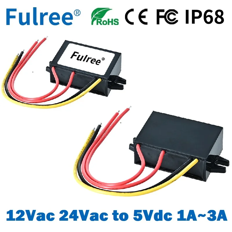 12VAC 24VAC to 5VDC Step Down Converter 24V AC 7-35V DC 8-52V Convert to 5V 1A 2A 3A Buck Car Monitoring Control Power Supply