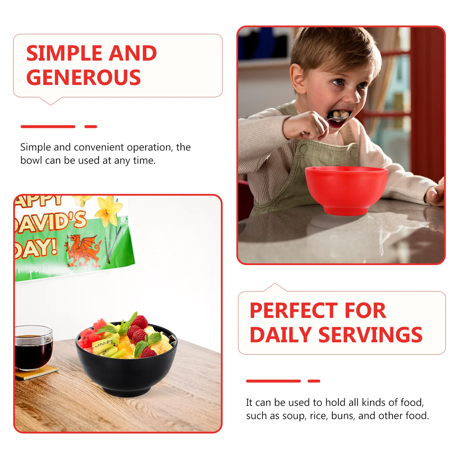 

4Pcs Melamine Bowls Small Household Rice Bowls Soup Salad Microwave Safe Kitchen Tableware Food Holder