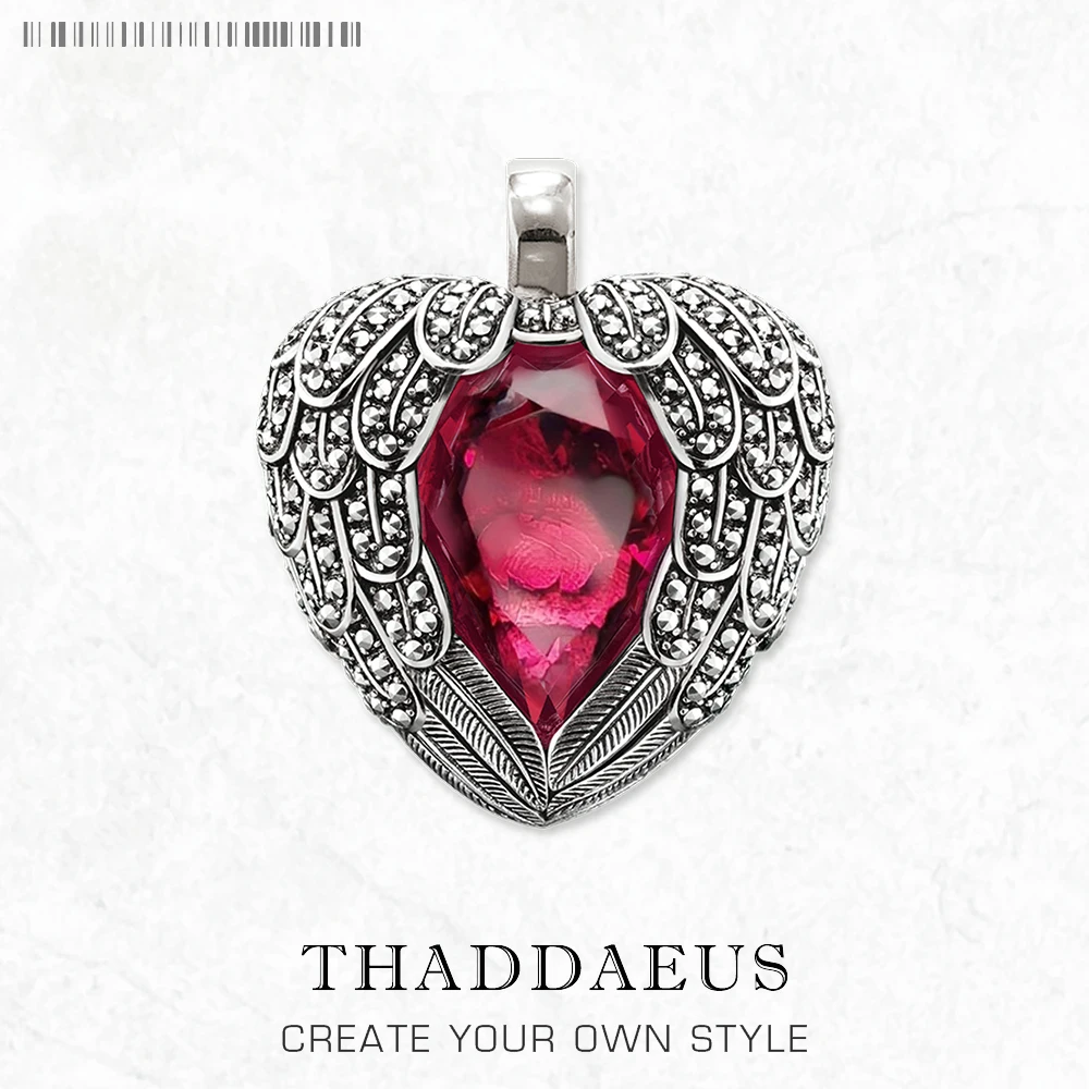

Pendant Wings Red Heart,Brand New 925 Sterling Silver Jewelry Europe Romantic Crystal Gift For Woman