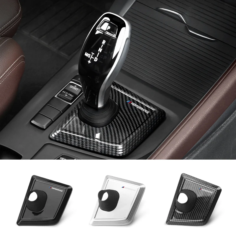 Carbon Black Car Gear Panel Cover Trim For BMW X1 F48 X2 F39 Gear Shifter Knob Boot Cover Auto Interior Decoration Accessories