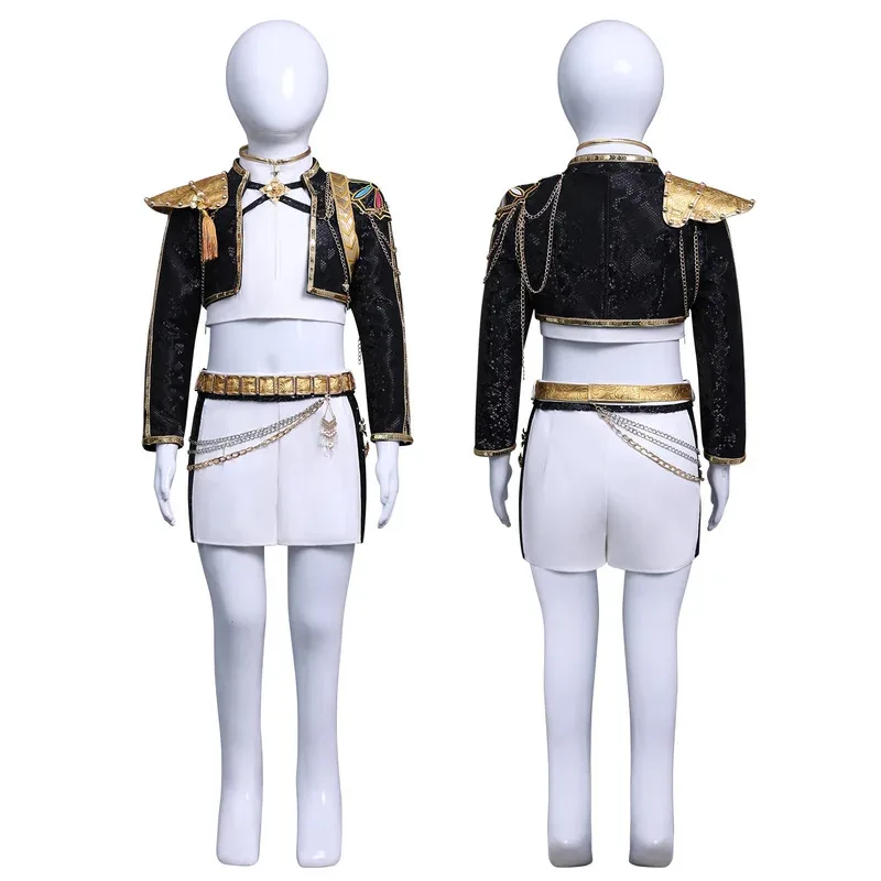 

Girls Rumi Zoey Mira Cosplay KPop Demon Hunters Costume Children Black Golden Suit Halloween Huntrix Role Playing Party Outfit5;