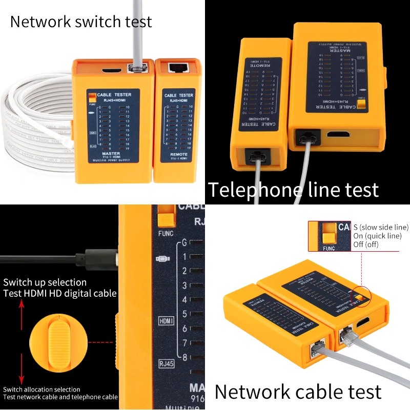 Nengshihengli Network Cable Tester RJ45 HDMI Cat5 Cat6 LAN Cable Tester Networking Wire Telephone Line Detector Tool kit