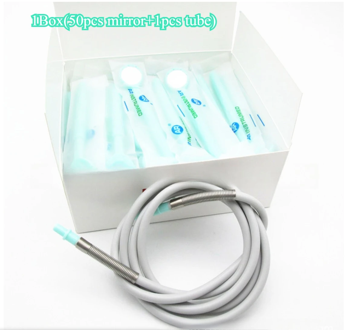 1Box Dental Mirror Sterilizable Surgical Instruments Suction Mirror with Tube Premium Front Surface Mouth Exam Reflector