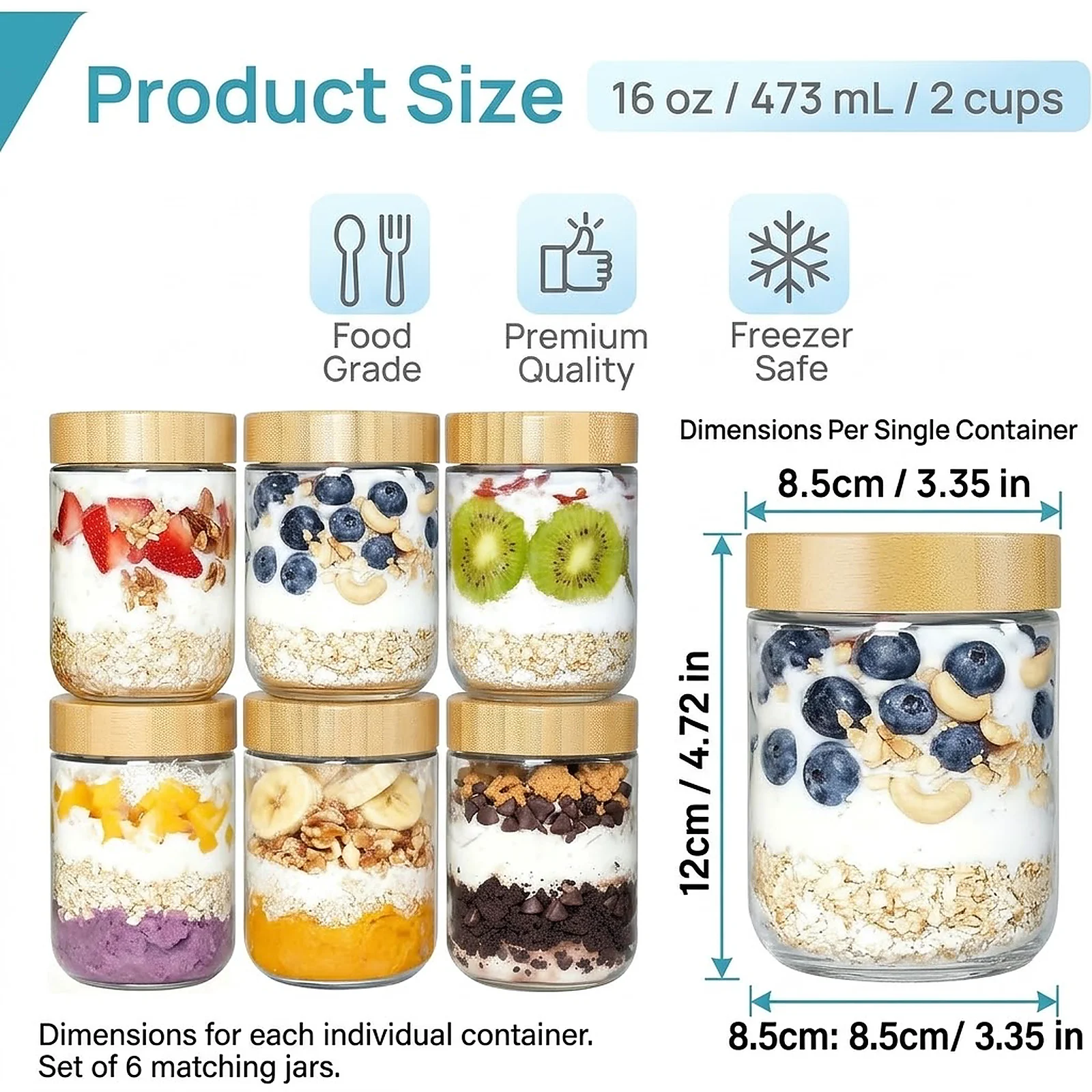 조이안시 6개입 16온스 유리 오버나이트 오츠 용기, - Meal Prep Overnight Oats 리뷰 및 가격