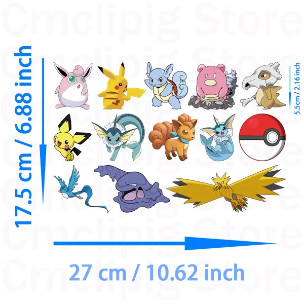 Kawaii Small size Pikachu Clothing patches self-adhesive thermo-stickers for children DIY Sewing stripes appliques