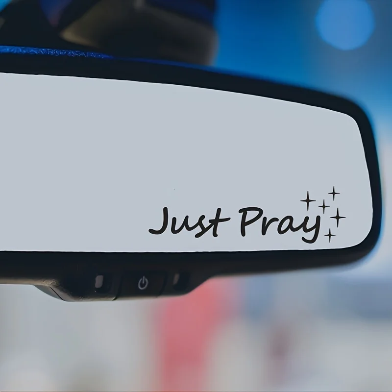 

Durable Plastic Car Accessories "Just Pray" Inspirational Vinyl Car Decal - Women's Religious Rear View Mirror Sticker