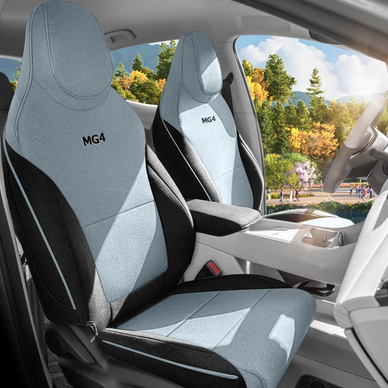 Vollständig umschließende Stoff-Autositzbezüge für 5 Sitze, maßgeschneidert für MG4 EV 2026, atmungsaktiv, Airbag-kompatibel, Autositzschutz.