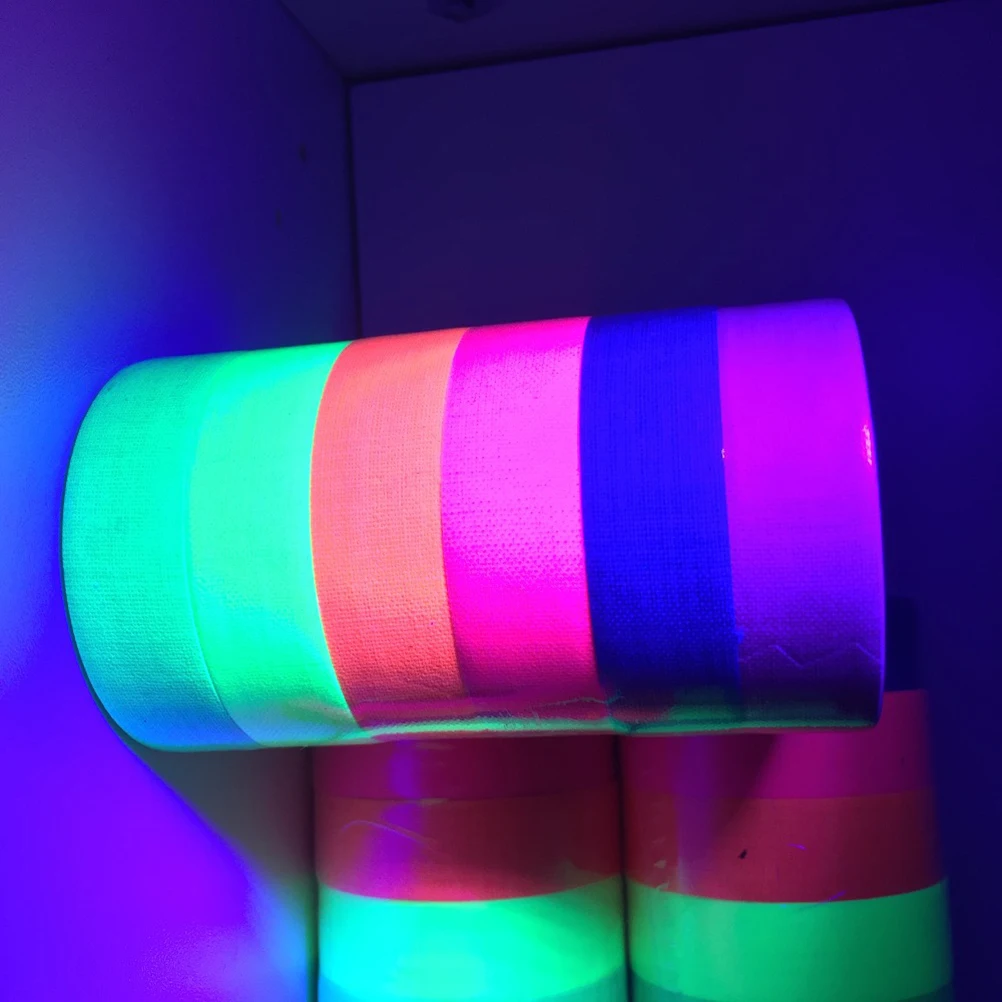 

12 Rolls Fluorescent UV Tape Glow in Dark Neon Blacklight Decorative Removable Reflective Party Stage Studio Cotton Easy Remove