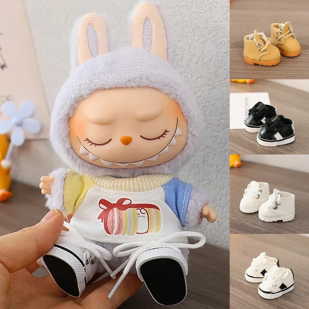 For Labubu Little Leather Boots for 15/17cm Vinyl Dolls - Multi Color Fashion Shoes Wearing Accessories