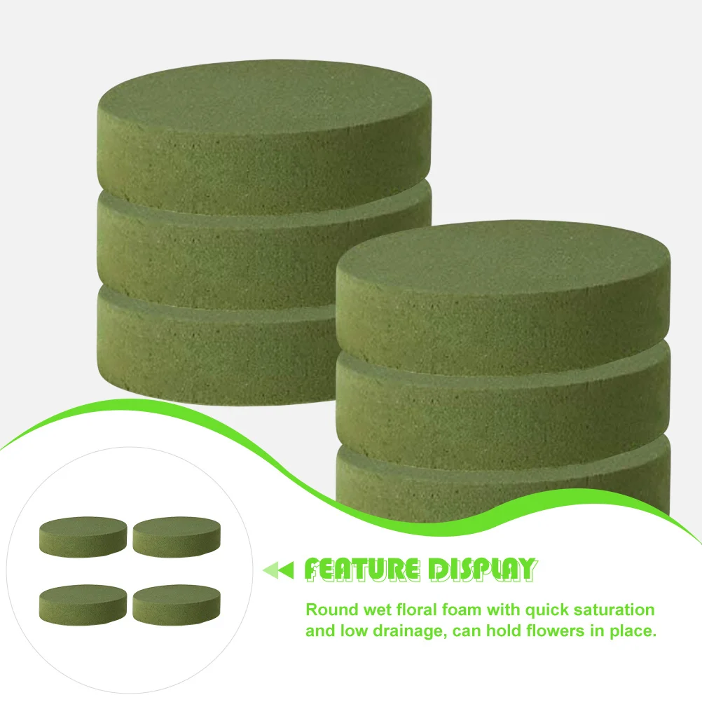 

4Pcs Round Floral Foams Bricks Green Flower Mud Foams Kit Hydrated Fresh Cut Flowers Blocks DIY Flower Arrangement