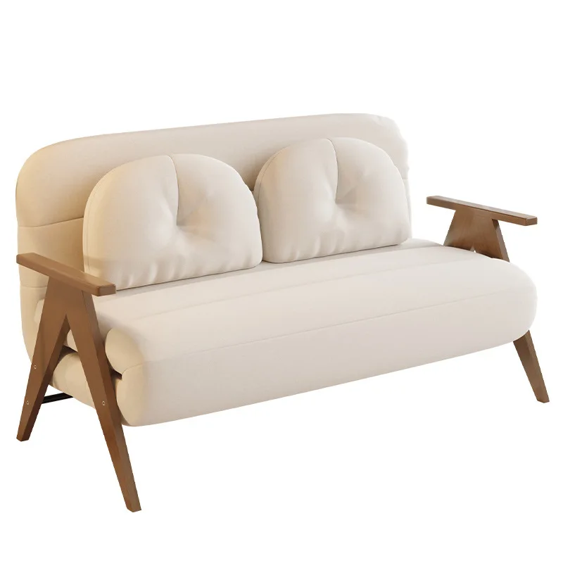 

Folding sofa bed dual-purpose multi-purpose small apartment cream style single bed home balcony single sofa bed solid wood