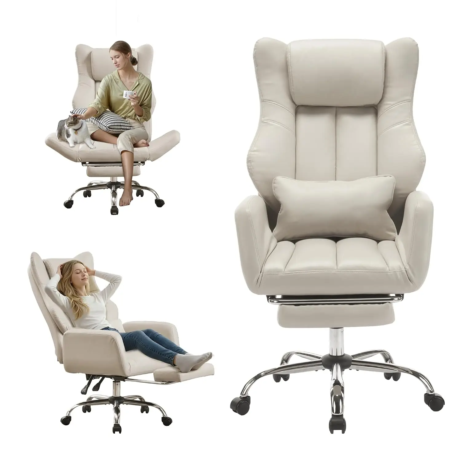 Cross Legged Office Chair with Footrest & Flip Armrest, Customized