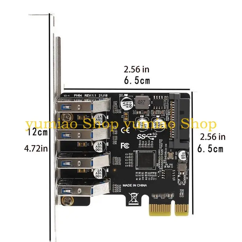 587B 4-PORT PCI-E إلى USB HUB PCI CARD ADAPTER 5 GBPS SPEED