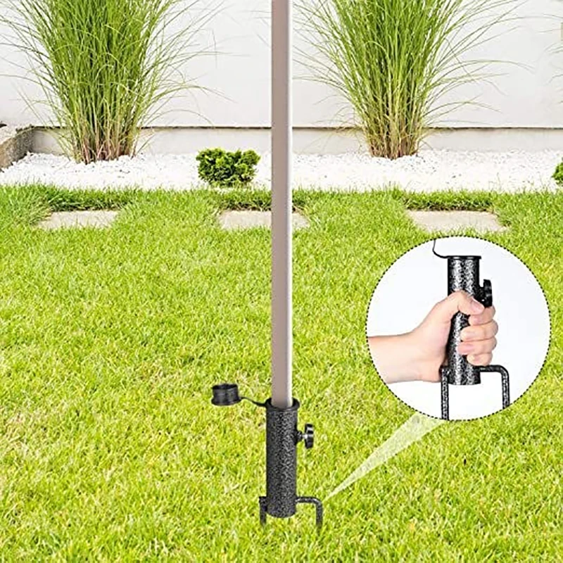 Parasol Insert Umbrella Ground Auger Holder Grass Patio Base Stand Beach Sand Plug Steel Car Sun Shade