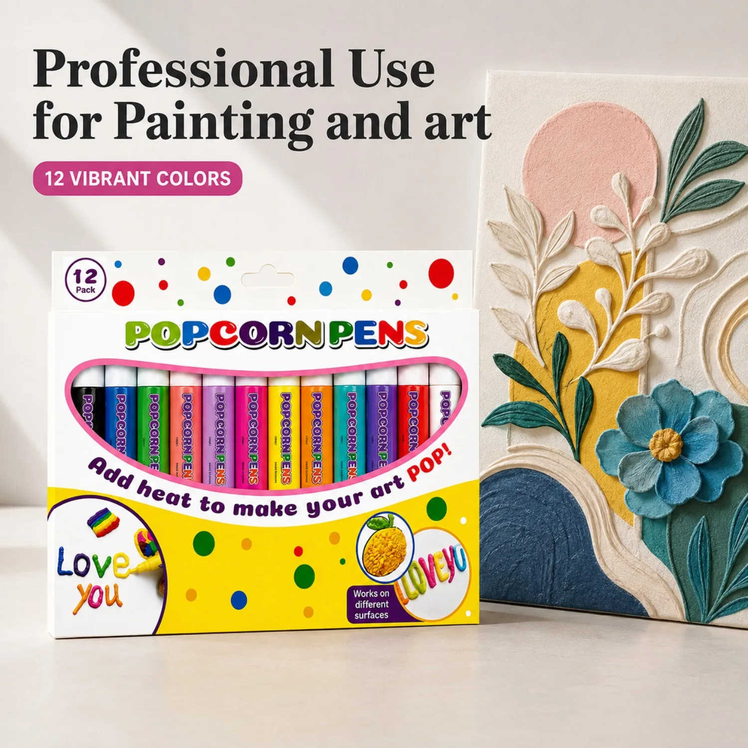 12-Pack 3D Puffy Paint Pens – DIY Embossed Art Set for Painting, Coloring & Crafts