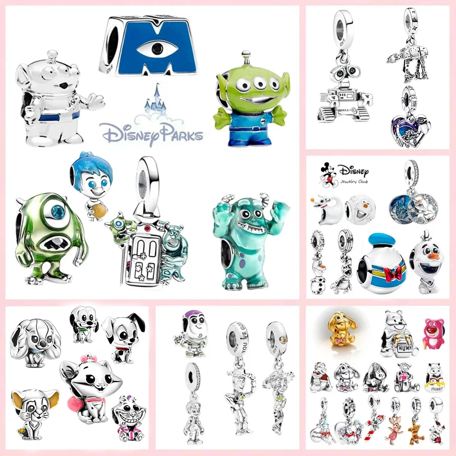 2026 Mais Vendido: Contas de Prata 925 para Pulseiras, com Personagens como Patch, Sulley, Winnie, Tigger, Alien, Lotso – Presentes de Joias DIY para Mulheres