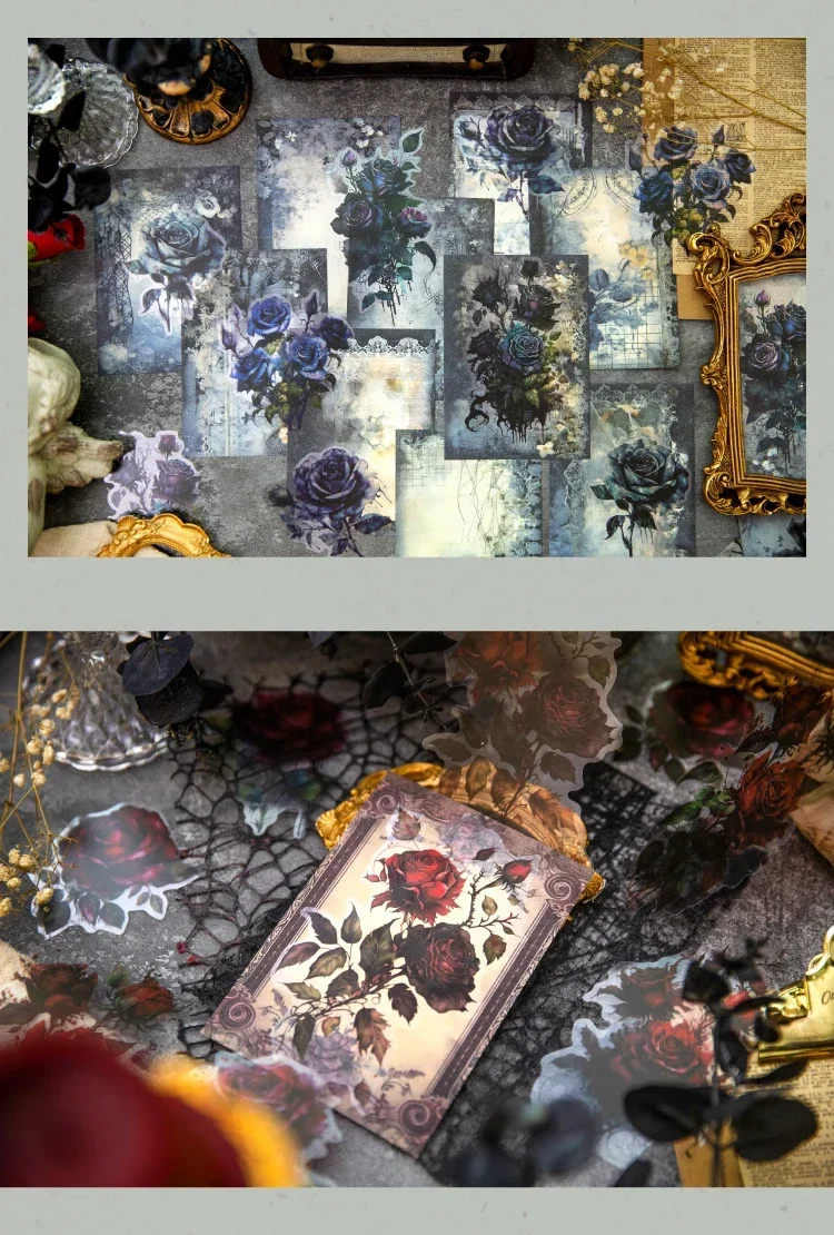 30 Stück Material Scrapbook Papier Bloom Dark Paket Retro Handbuch Dekoration Materialien Notebooks Handschrift – Detail 6