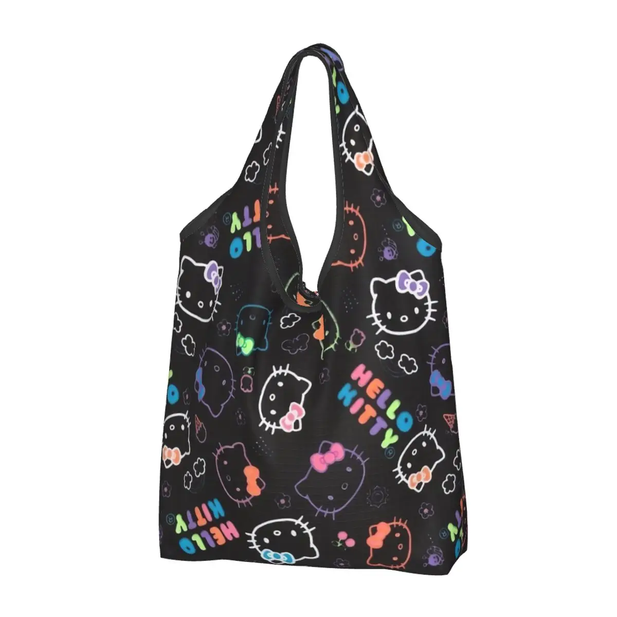 

Kawaii Hello Kitty Shopping Bags Foldable Grocery Tote Bags Large Capacity Cute Cartoon Recycling Bags Washable Handbag