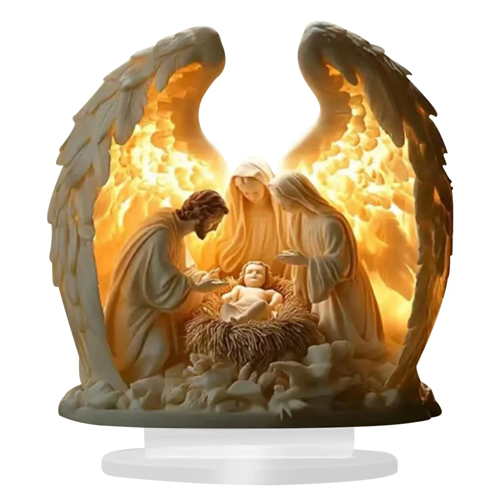 Nativity Scene Ornament Minimalist 2D Flat Scene Ornament Acrylic Nativity Decoration Exquisite Religious Table Decoration