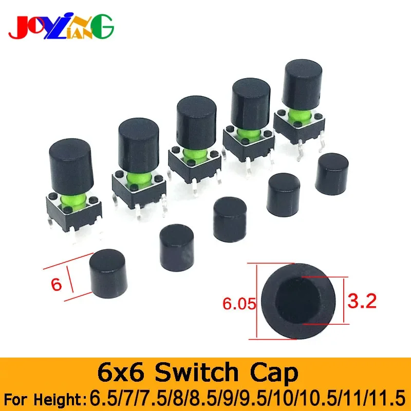 Black / Yellow A56 Switch Caps 6x6 Series Button Hat Fit 6*6 Round Inner Diameter 3.2mm Height 6MM 10PCS/LOT