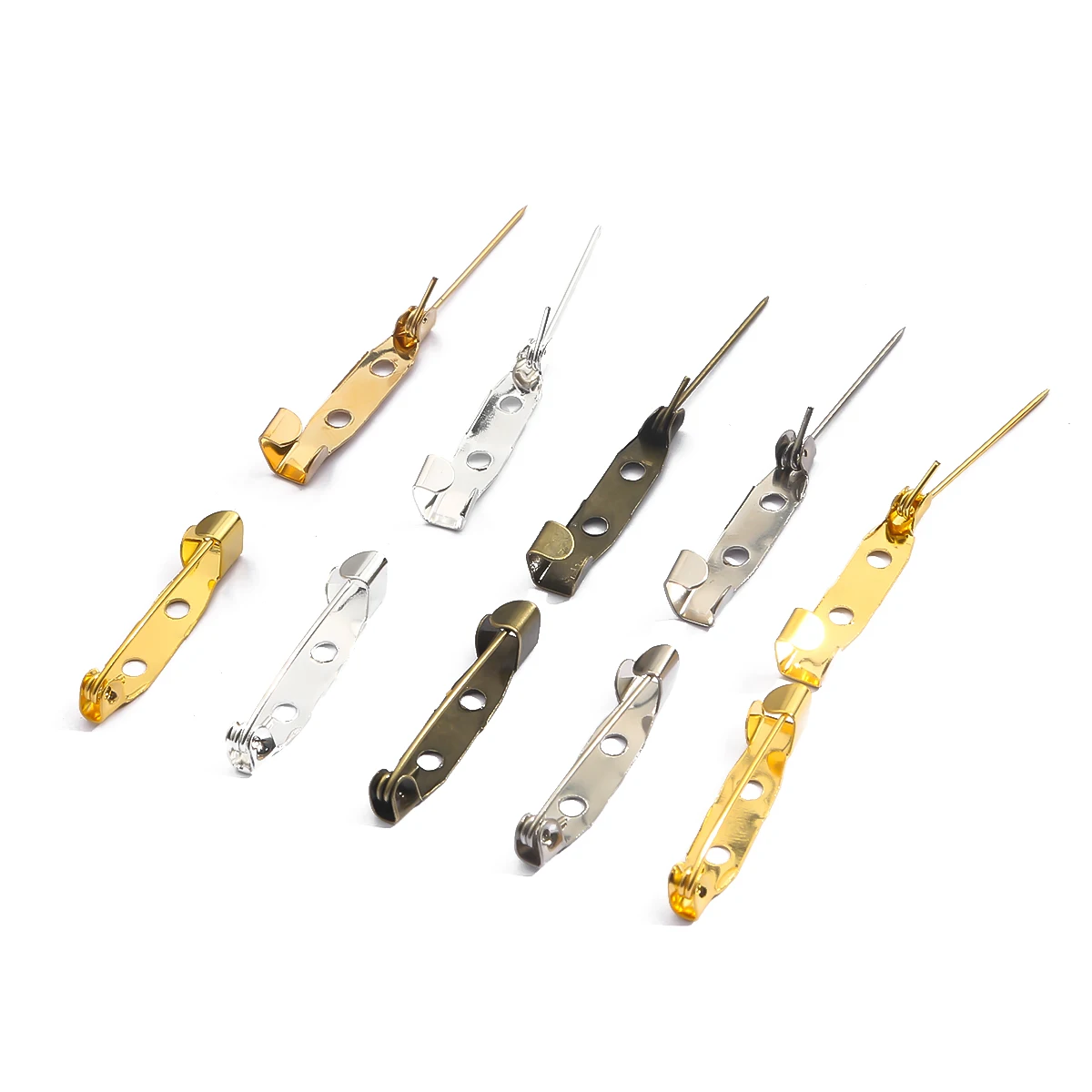 10Pcs 15 20 25 30 35mm 6 Colors Metal Brooch Clip Base Pins Blank Safe Locking Clasp Pin Base For DIY Jewelry Making Findings