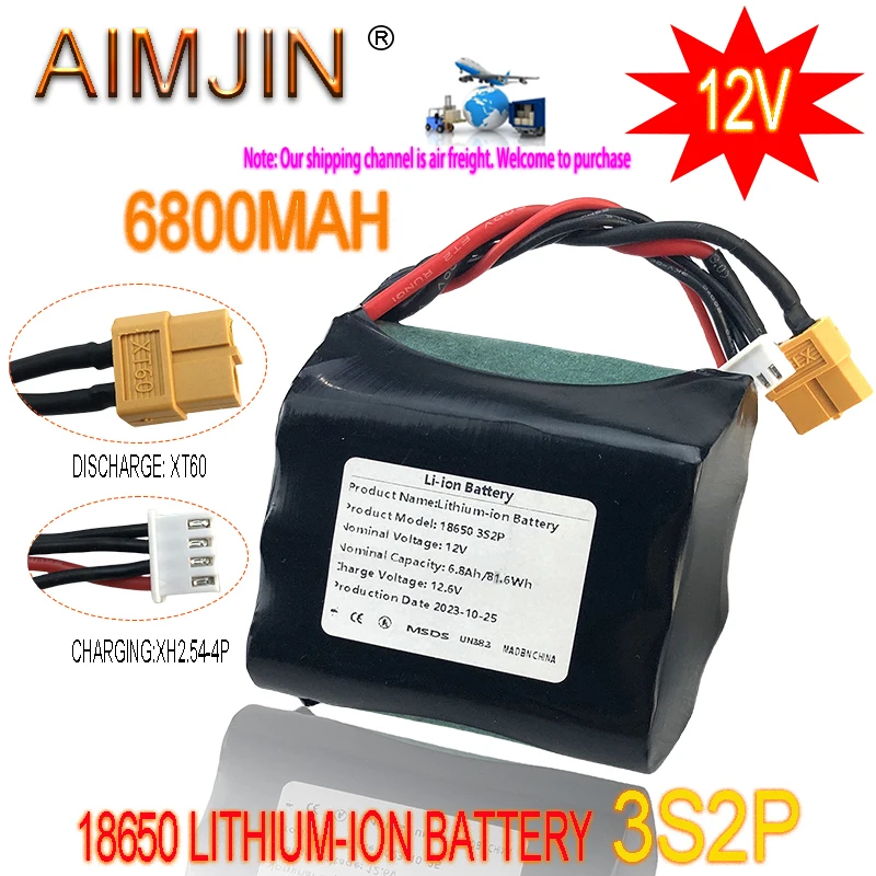 3S2P 12V 6800mAh High Capacity UAV Rechargeable Li-ion Battery For Various RC Airplane Drone Quadrotor XH2.54-4P XT60