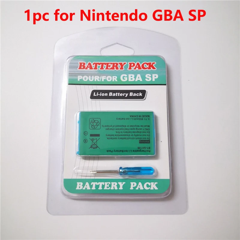 1pc/2pcs 3.7V 850mAh Rechargeable Li-ion Battery Pack For Nintendo Game Boy Advance GBA SP Replacement Battery with Screwdriver