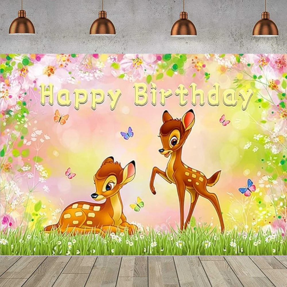 

Фон для фотосъемки с изображением Бэмби, баннер для детского праздника, плакат с Бэмби, декор для вечеринки в честь дня рождения, фон с Бэмби