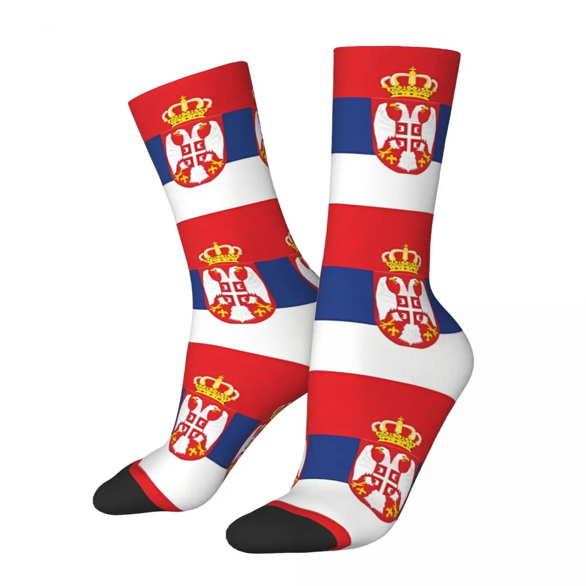 Calcetines a prueba de viento para hombre y mujer, medias de primavera, verano, otoño e invierno, con bandera de Serbia, Collage, novedad, regalo