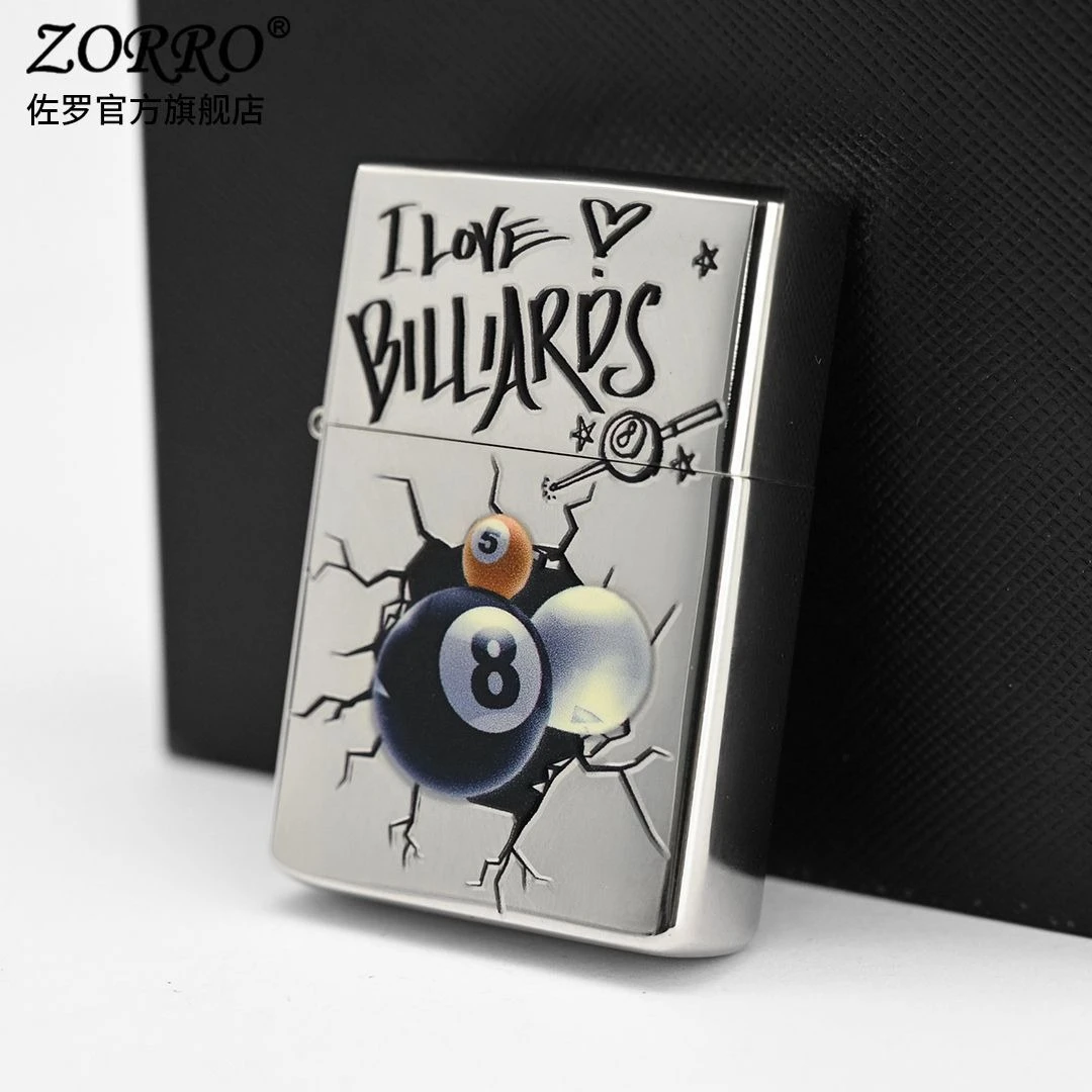 Zorro Kerosine Windproof Lighter, High-looking Creative Black 8 Legendary Billiards Practical and Durable Men's Exclusive Gift