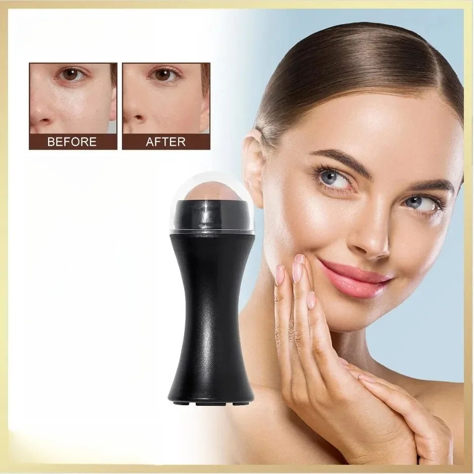 火山オイル吸収ローラー - マット肌用携帯フェイスブロッティングローラー、再利用可能なオイルコントロールストーンローラー、天然ミネラル