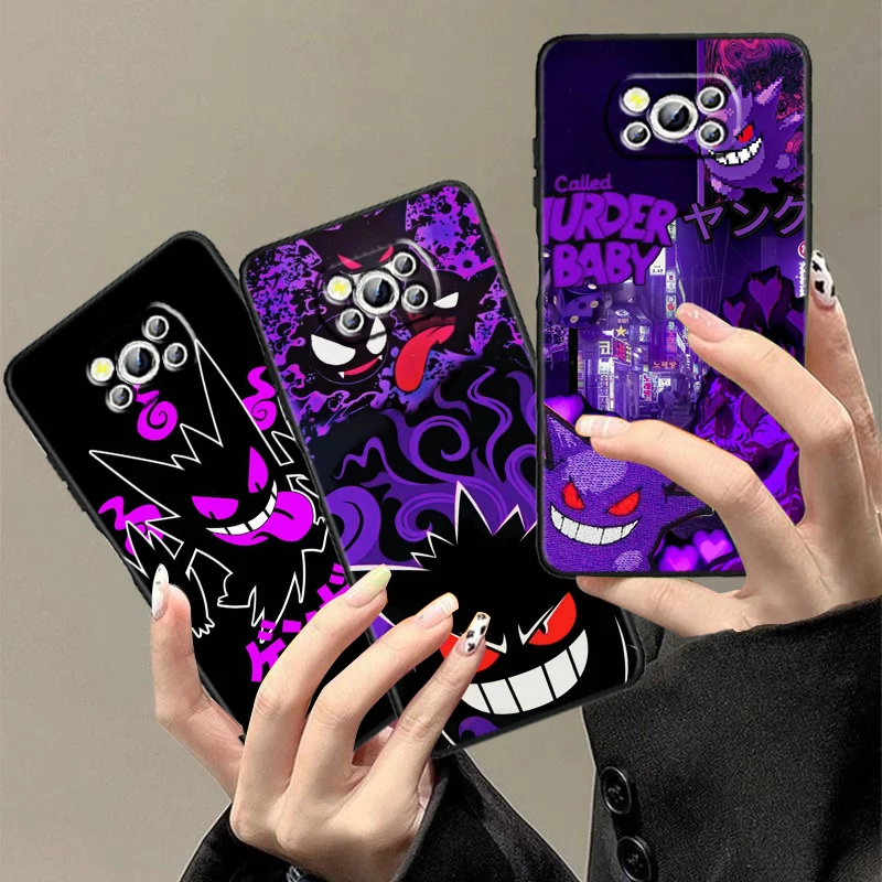 

Cute Pocket Monster Gengar For Xiaomi Mi Poco F5 F4 F3 X6 X5 X4 X3 M6 M5 M5S M4 M3 C65 Pro GT NFC 5G Black Soft Phone Case