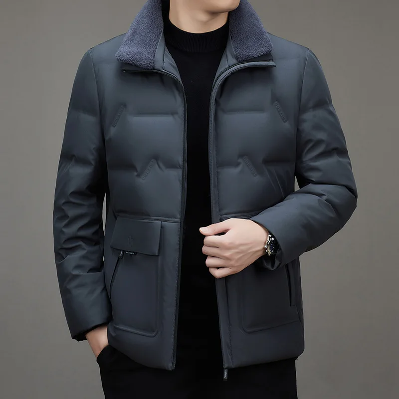 

2023 Winter New Men's Business and Leisure Men's Wear Thickened Plush Inner Tank Warm and Cold Resistant Coat