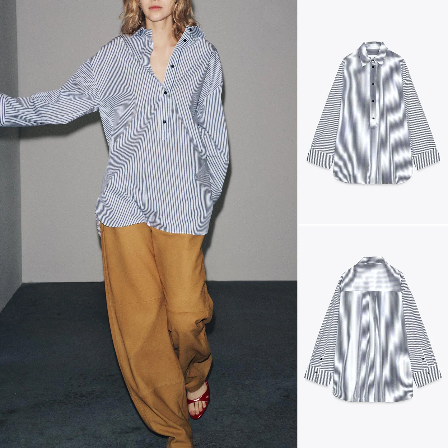 

Осенняя женская смесь хлопка с асимметричным подолом, полосатый шелковый длинный све, свободный крой, обычный све, тонкий полиэстер...