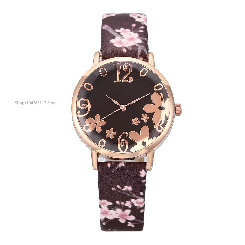 Relojes de mujer con flores coloridas, relojes de pulsera de cuarzo con cinturón estampado para niñas y mujeres, relojes informales de regalo, relojes femeninos