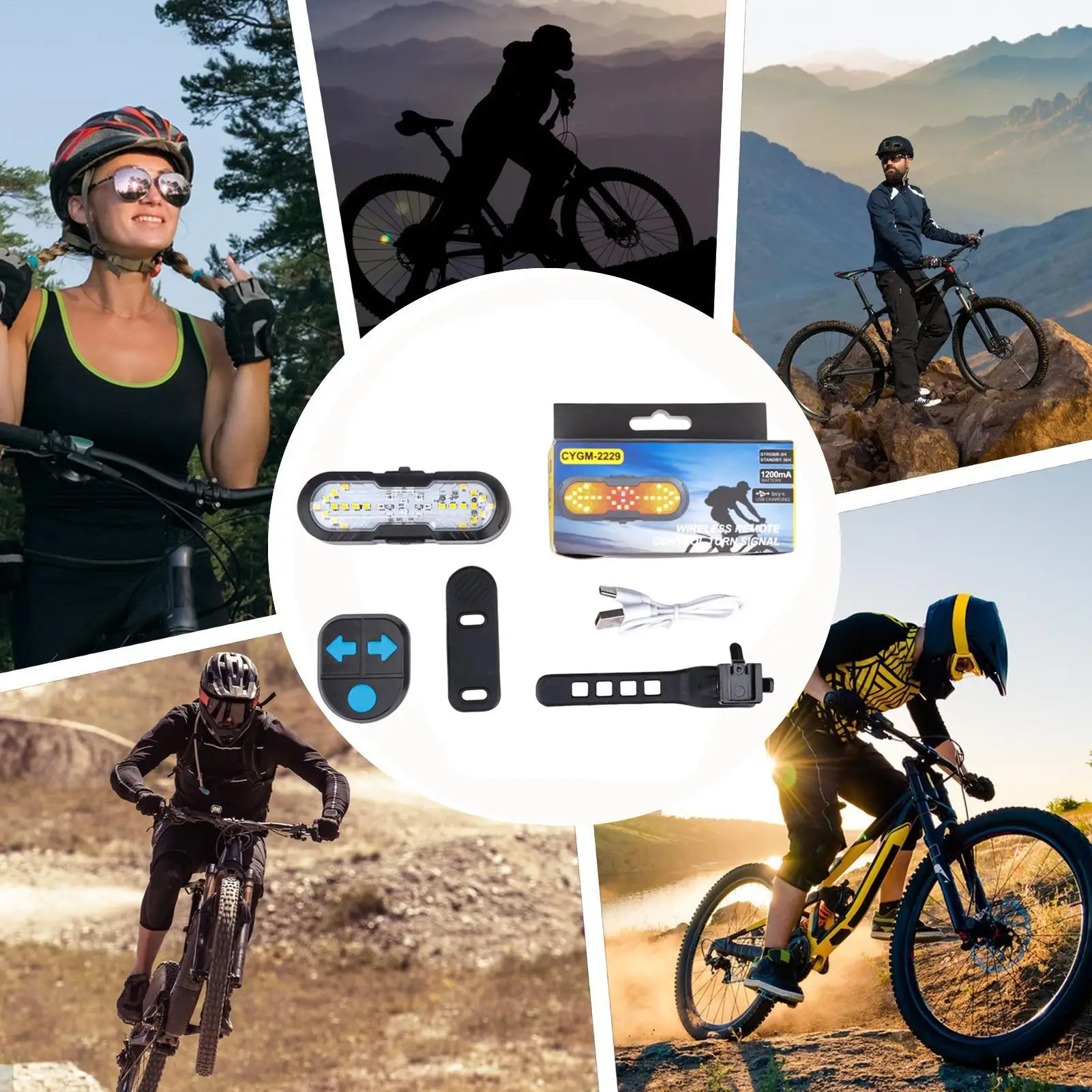 

Turn Signal Lights For Bike 1200mAh Rechargeable Signals With Loud Horn 6 Lighting Modes Bike Safety Turn Lights For Cyclists