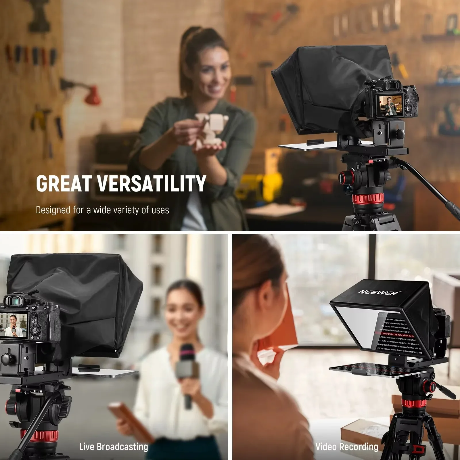 NEEWER X12B Aluminum Alloy Lift able Teleprompter 12