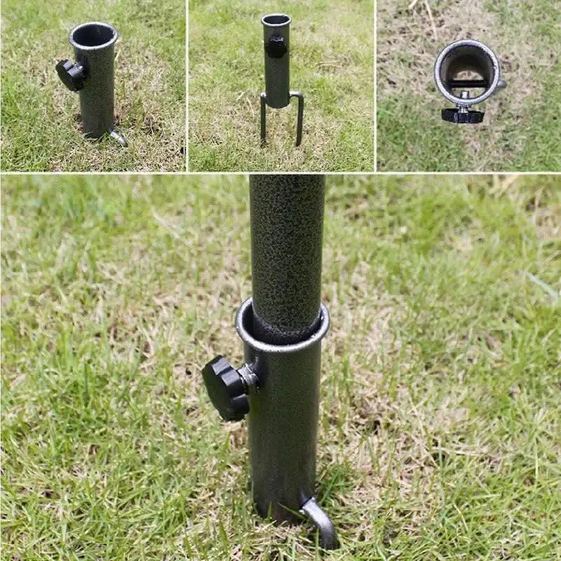 Solid Umbrella Stand Outdoor Base Round Patio Umbrella Holder Heavy-Duty Iron Adjustable Sun Umbrella Anchor For Picnic Beach