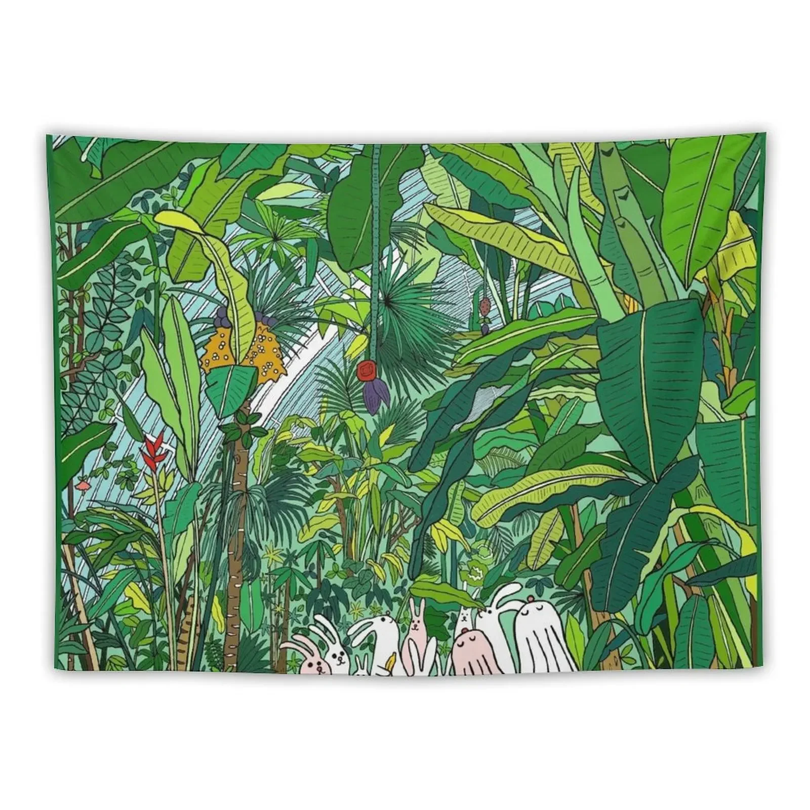 

Tropical Bunnies Tapestry Wall Decoration Items Home Decorations Aesthetic Tapestry