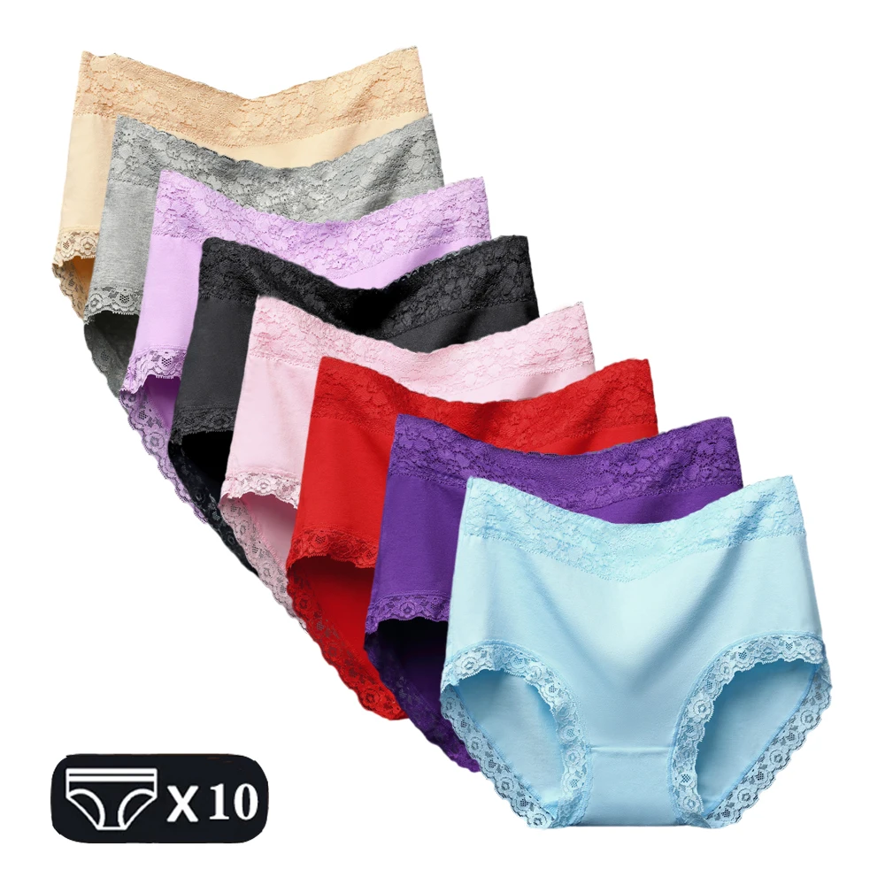 

L-2XL Women's Panties Female Underpants Cotton Underwear High Waist Panties Sexy Lingeries Soft Lace Briefs Plus Size Pantys