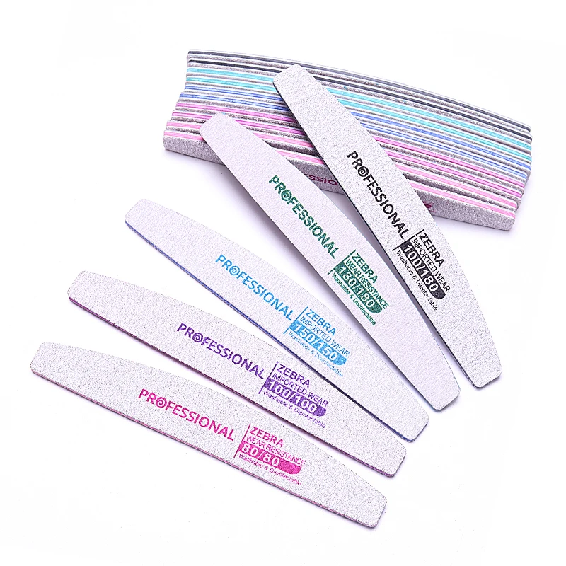 50Pcs Professional Nail Files Buffer Block Zebra Emery Boards For Nails Double Sided Washable Buffers File Art Nails Accessories