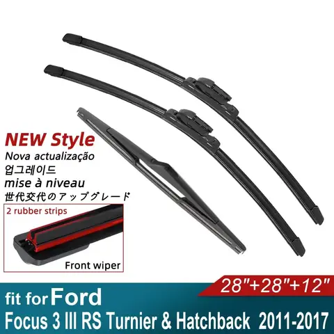 2011-2017 포드 포커스 3 III RS Turnier Hatchback 전면 후면 유리 와이퍼 용 이중 고무 자동차 와이퍼 블레이드 2015 2016 2017