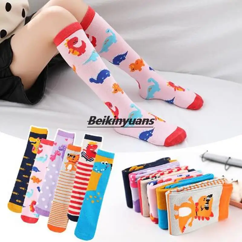 

Kids Long socks Fan Dinosaur cartoon children's straight stockings socks Girl without knee-length sock